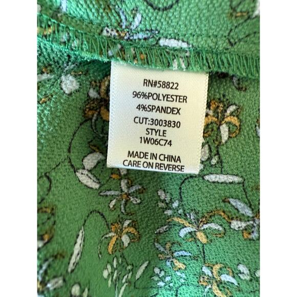 Max Studio Green Floral Ruffle Long Sleeve Blouse 2X Boho Peasant Top - Picture 8 of 9